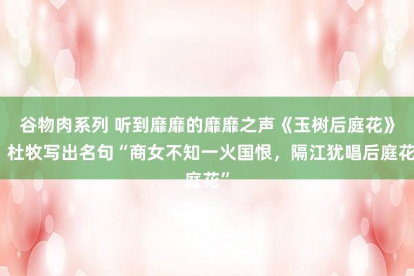 谷物肉系列 听到靡靡的靡靡之声《玉树后庭花》，杜牧写出名句“商女不知一火国恨，隔江犹唱后庭花”