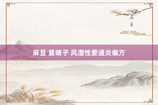 麻豆 夏晴子 风湿性要道炎偏方