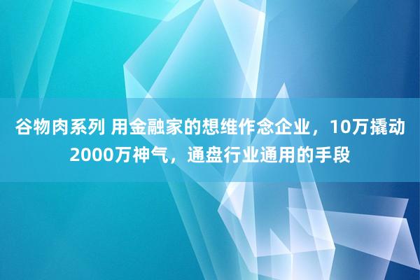 谷物肉系列 用金融家的想维作念企业，10万撬动2000万神气，通盘行业通用的手段